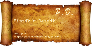 Piszár Dezső névjegykártya